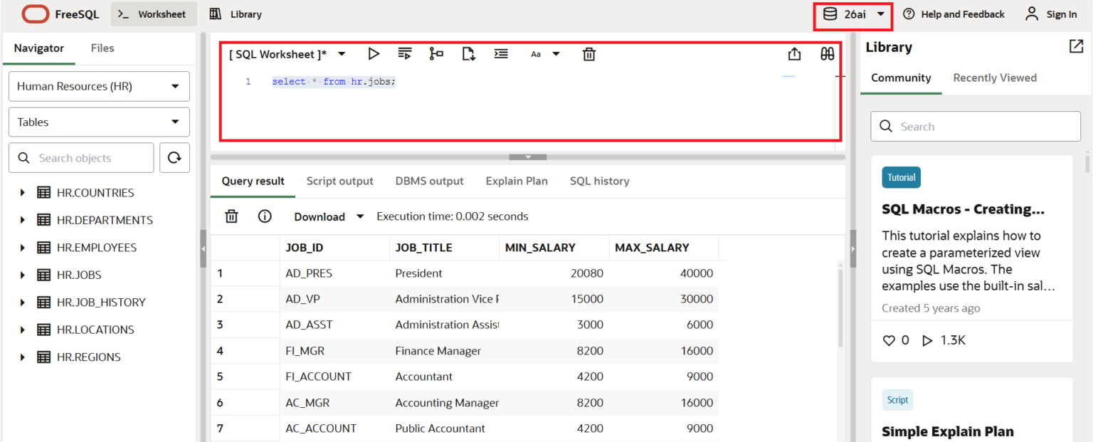 Oracle FreeSQLの使い方：環境構築不要でSQLを実行する方法【19c/23ai/26ai対応】 | オラクルマスターを取得しよう